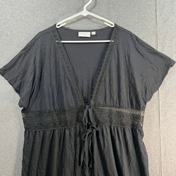 Belle Beach by Kim Gravel Petite Slub Knit Cover Up Black Petite M - Picture 5 of 15